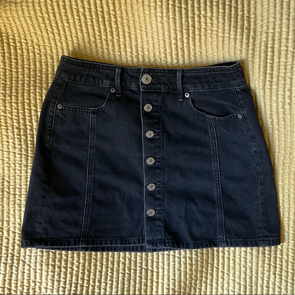 American Eagle Black Denim Mini Skirt
